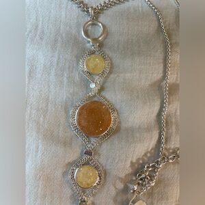 Lucky‎ Brand Druzy Stones Tassel Pendant Necklace New w/ Tags